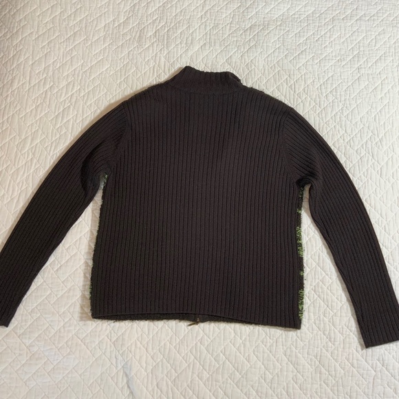 Carlisle Women’s Green And Black Zip-Up Wool/Mohair Sweater – Size Med (A110) - Picture 6 of 6